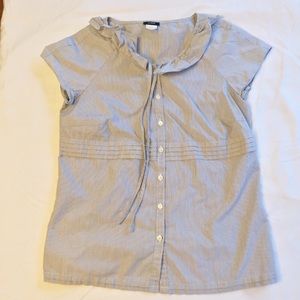 J Crew Navy White Striped Blouse Size 0
